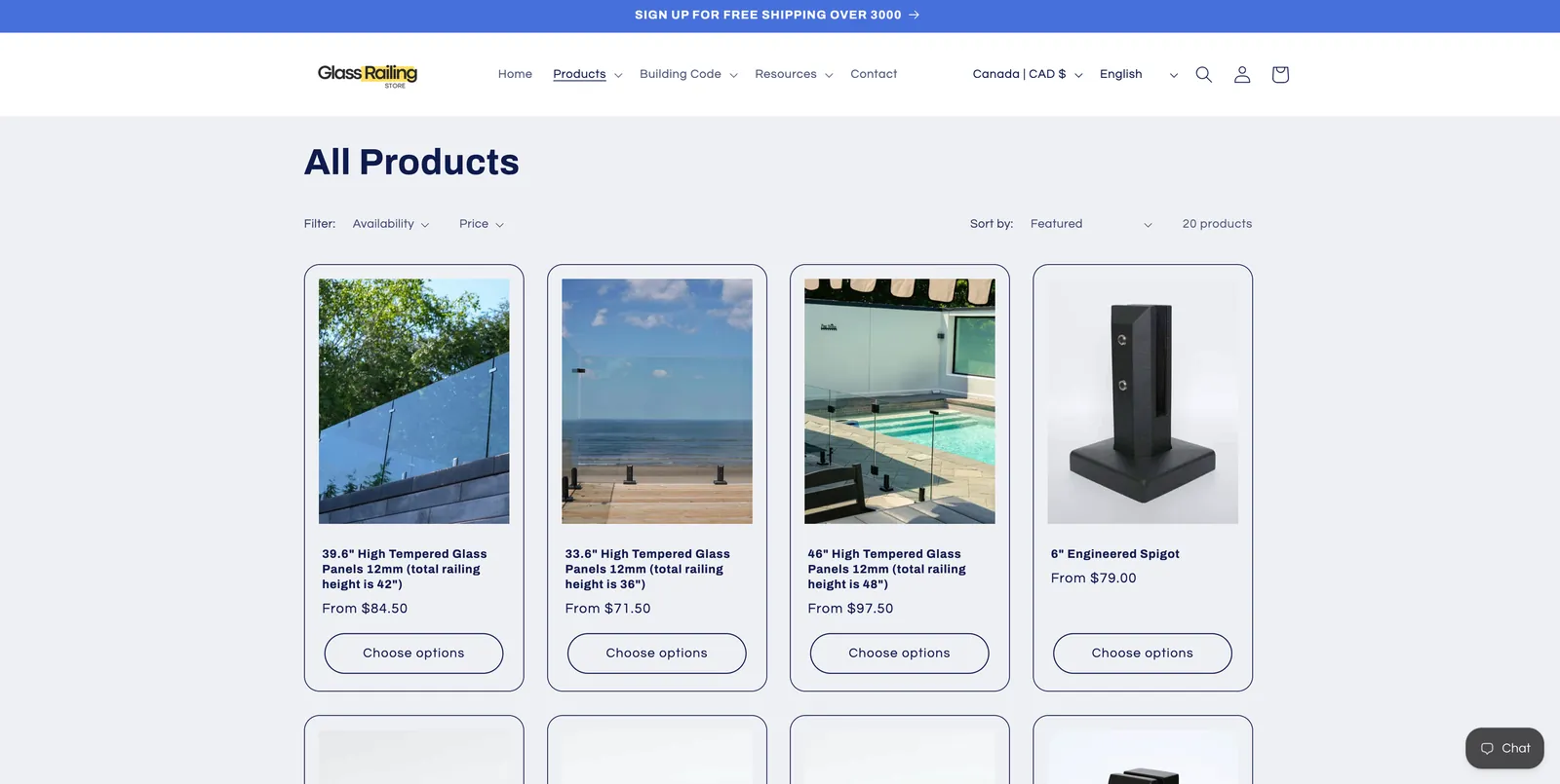 Glass Railing Store, all products All Products collection of glass panels and spigots with prices