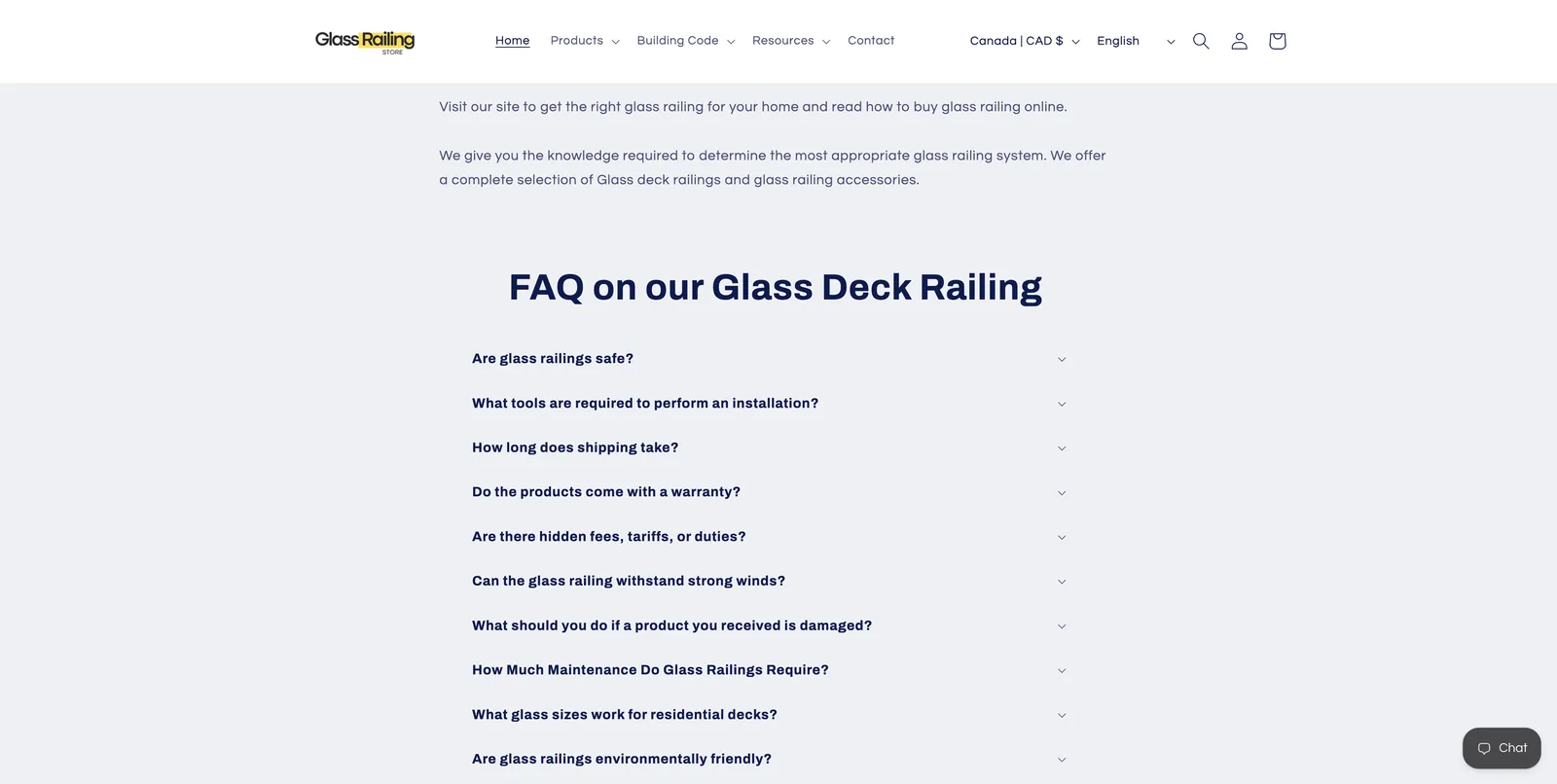 Glass Railing Store, FAQ FAQ on glass deck railing on the Glass Railing Store home page